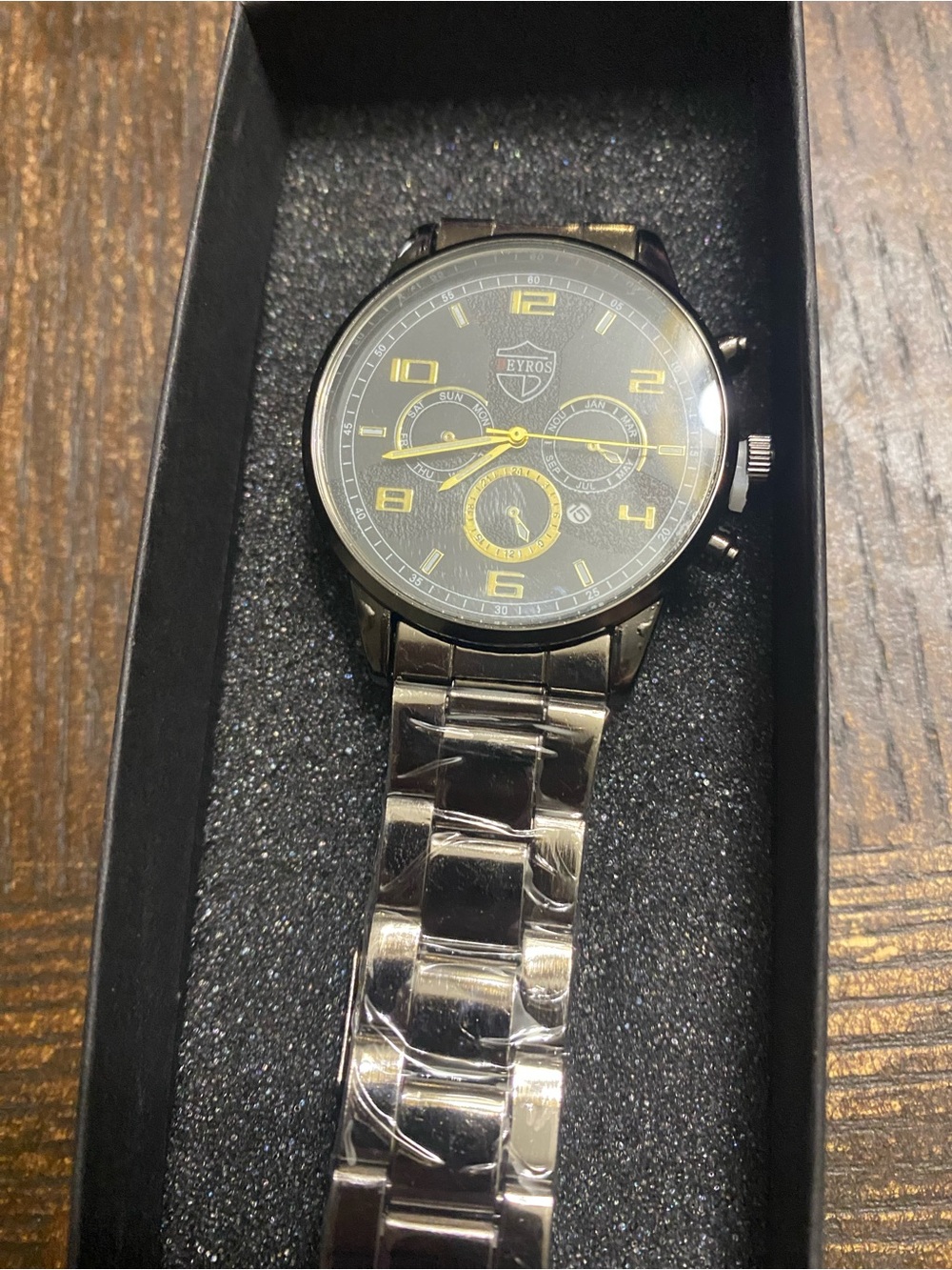 Shield Logo Men's Black Stainless Steel Wrist Watch